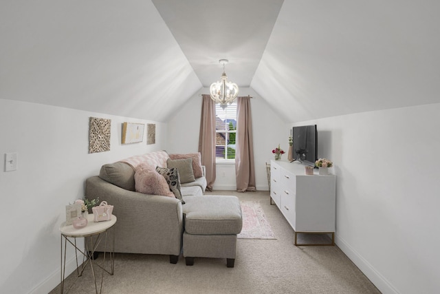 1248 Hensfield Dr, Murfreesboro, TN 37128 - sitting room with a chandelier, lofted ceiling, and light carpet
