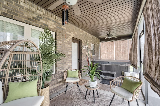 1248 Hensfield Dr, Murfreesboro, TN 37128 - sunroom / solarium featuring a hot tub and ceiling fan