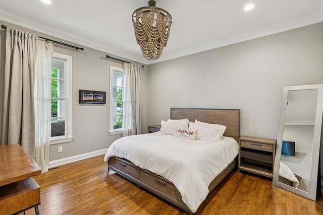 1322 Jewell Ave, Franklin, TN 37064 - bedroom featuring a chandelier, wood finished floors, crown molding, and recessed lighting