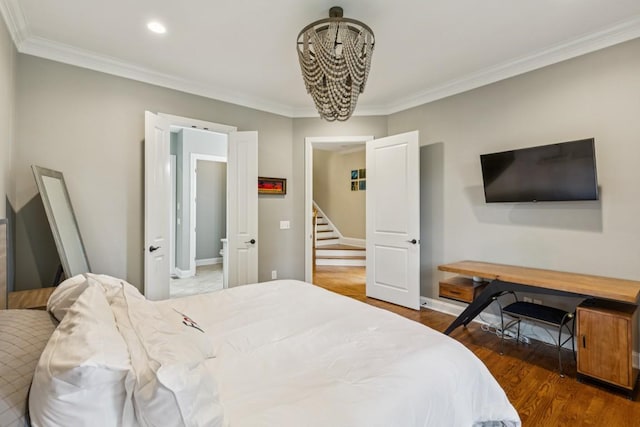 1322 Jewell Ave, Franklin, TN 37064 - bedroom with a chandelier, ornamental molding, wood finished floors, and recessed lighting