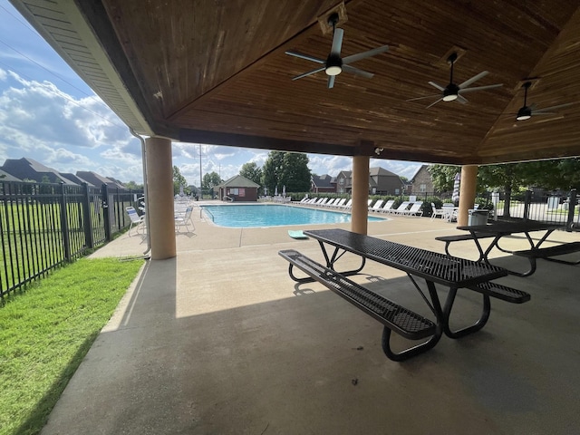 3325 Geneva Dr, Murfreesboro, TN 37128 - community pool featuring a ceiling fan and a patio