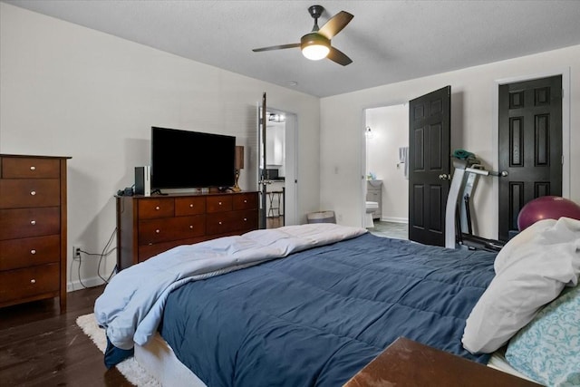 1109 N Charlotte St, Dickson, TN 37055 - bedroom featuring dark wood finished floors, a ceiling fan, and connected bathroom