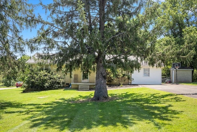 1109 N Charlotte St, Dickson, TN 37055 - view of property hidden behind natural elements featuring a front lawn, driveway, and brick siding