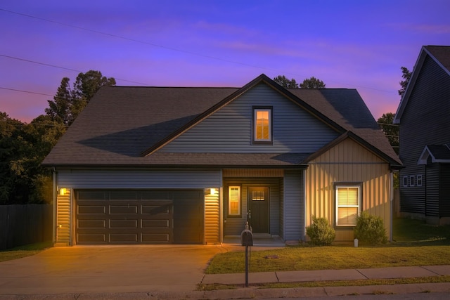 203 Eagles Talon Ct, Clarksville, TN 37040 - view of front of property with concrete driveway, a shingled roof, an attached garage, and board and batten siding