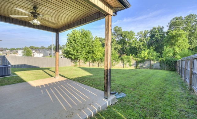 203 Eagles Talon Ct, Clarksville, TN 37040 - fenced backyard with ceiling fan and a patio area