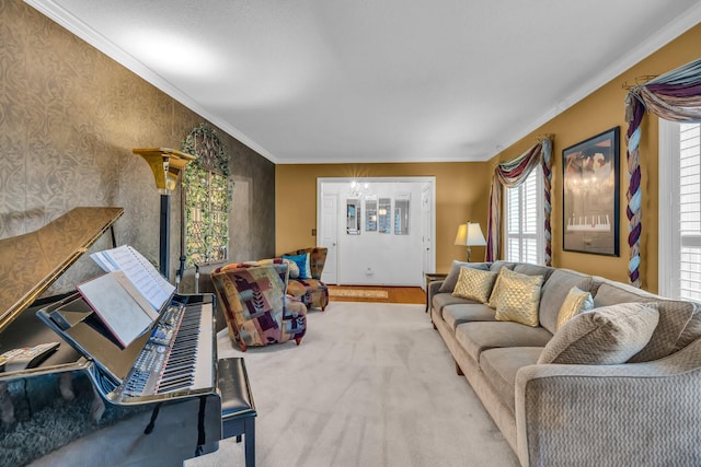 6434 Waconda Point Rd, Harrison, TN 37341 - living room with a chandelier, crown molding, and wood finished floors