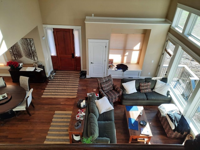 220 Bear Crawl Rd Unit Rb 28, Jasper, TN 37347 - living area with healthy amount of natural light, wood finished floors, and a towering ceiling