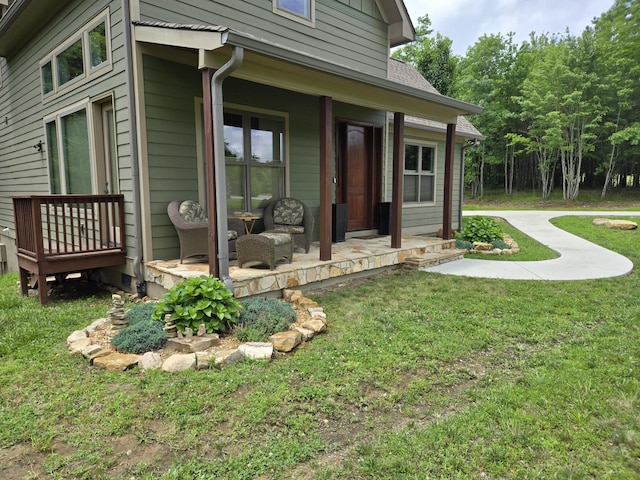 220 Bear Crawl Rd Unit Rb 28, Jasper, TN 37347 - doorway to property featuring a lawn and covered porch