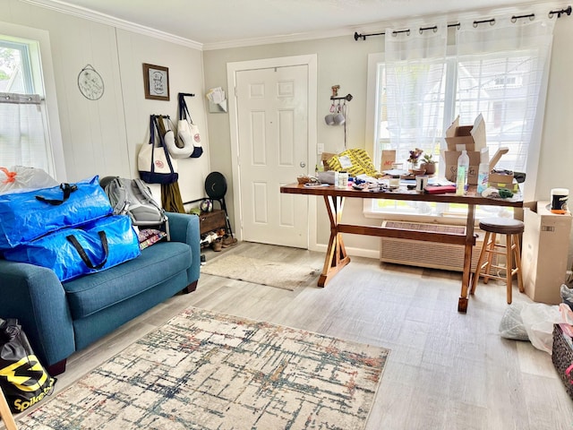 1812 13th St E, Chattanooga, TN 37404 - living room with wood finished floors and crown molding