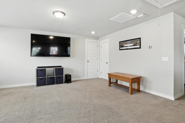 3154 Rift Ln, Murfreesboro, TN 37130 - unfurnished living room featuring carpet flooring, attic access, and recessed lighting