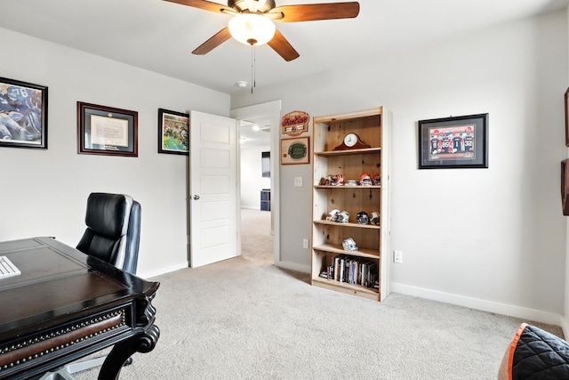 3154 Rift Ln, Murfreesboro, TN 37130 - carpeted home office featuring a ceiling fan and baseboards