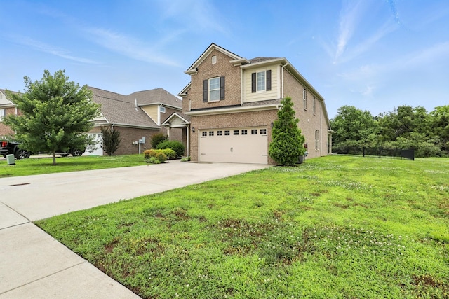 3154 Rift Ln, Murfreesboro, TN 37130 - view of front of property with brick siding, a garage, concrete driveway, and a front lawn