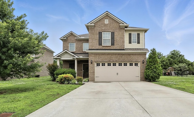 3154 Rift Ln, Murfreesboro, TN 37130 - view of front of property featuring brick siding, concrete driveway, a front yard, and a garage