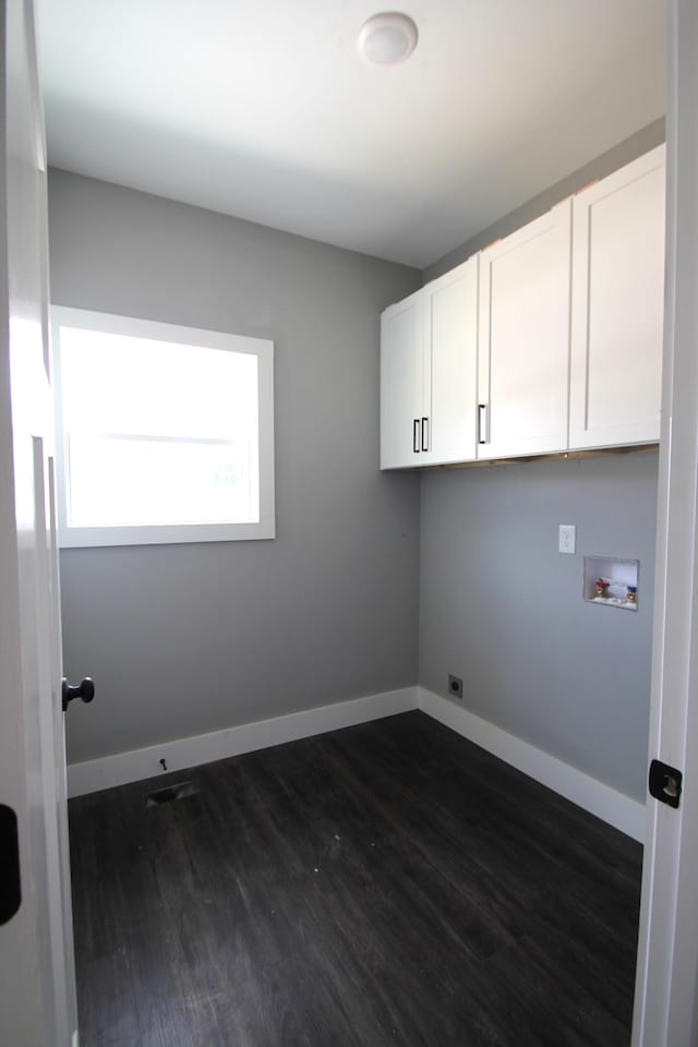 333 Brinkley Rd, Wartrace, TN 37183 - laundry area featuring cabinet space, washer hookup, and dark wood-style floors
