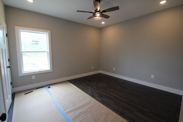 333 Brinkley Rd, Wartrace, TN 37183 - empty room with recessed lighting, dark wood-style floors, and a ceiling fan