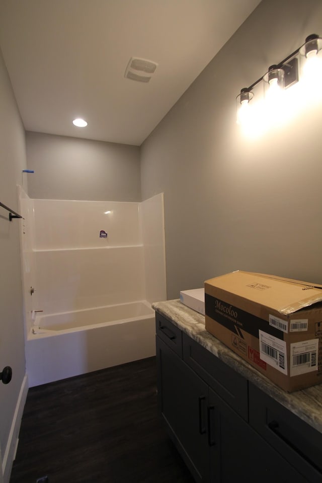 333 Brinkley Rd, Wartrace, TN 37183 - full bathroom featuring wood finished floors, vanity, and recessed lighting