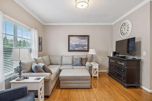1011 Brixworth Dr, Thompsons Station, TN 37179 - living room featuring crown molding and light wood-style floors