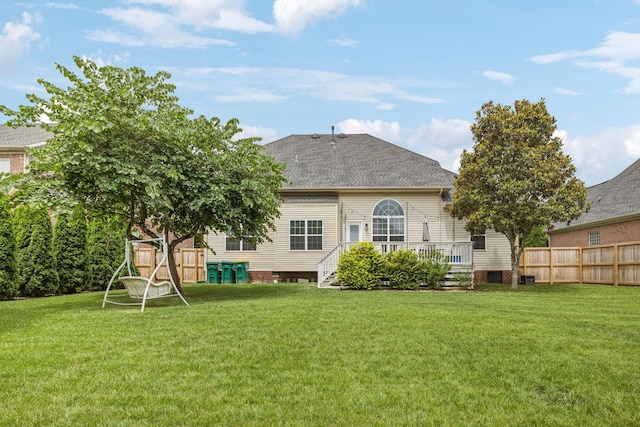 1011 Brixworth Dr, Thompsons Station, TN 37179 - back of property with a deck, a shingled roof, and crawl space