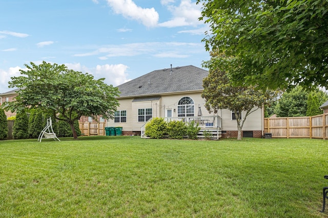1011 Brixworth Dr, Thompsons Station, TN 37179 - rear view of house featuring crawl space, a shingled roof, and a wooden deck