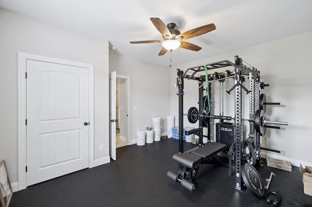 718 Excalibur Ct, Smyrna, TN 37167 - workout area featuring ceiling fan and baseboards