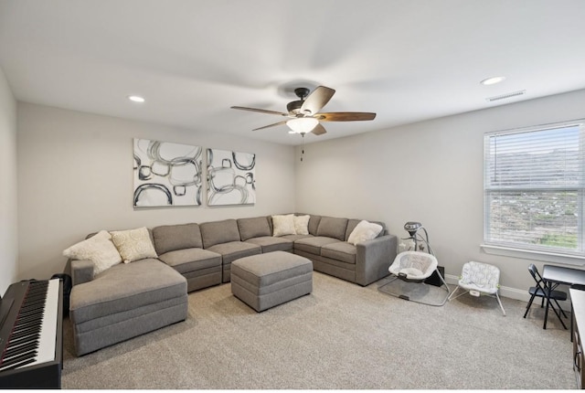 718 Excalibur Ct, Smyrna, TN 37167 - living area with carpet, ceiling fan, and recessed lighting