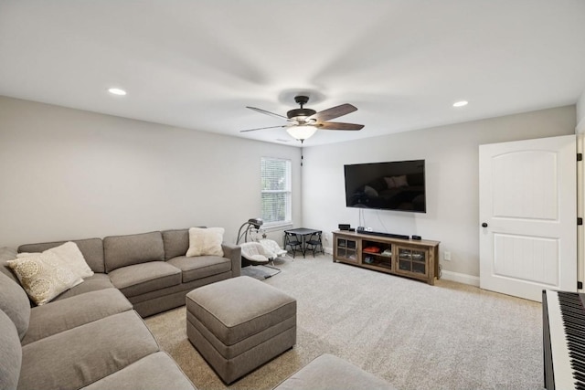 718 Excalibur Ct, Smyrna, TN 37167 - carpeted living room featuring ceiling fan and recessed lighting