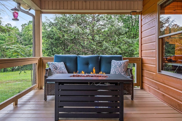 3121 Coon Hunter Lodge Rd, Jamestown, TN 38556 - deck featuring a fire pit