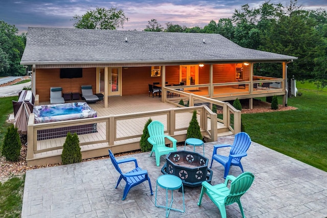 3121 Coon Hunter Lodge Rd, Jamestown, TN 38556 - view of patio / terrace featuring a fire pit and a wooden deck