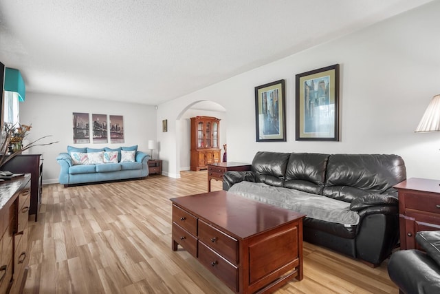 104 Chapman Dr, Lebanon, TN 37087 - living room with light wood-style flooring, arched walkways, and a textured ceiling
