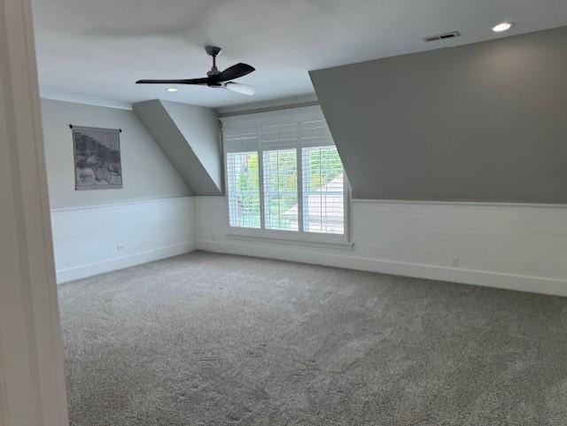 1430 Avellino Cir, Murfreesboro, TN 37130 - additional living space with carpet floors, a ceiling fan, recessed lighting, and wainscoting