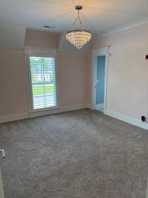 1430 Avellino Cir, Murfreesboro, TN 37130 - carpeted spare room with ornamental molding and a chandelier