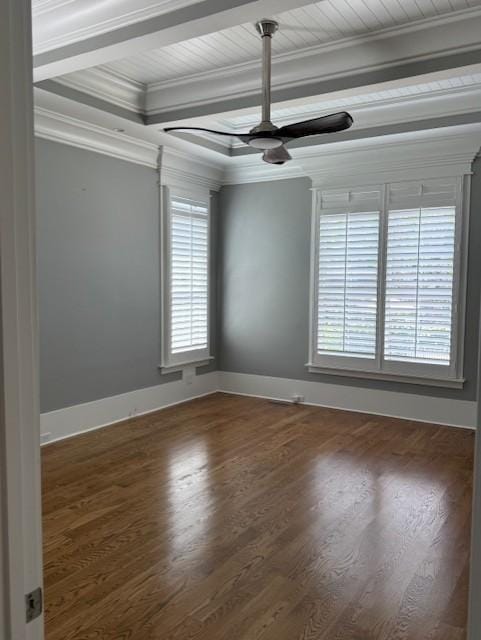 1430 Avellino Cir, Murfreesboro, TN 37130 - unfurnished room featuring healthy amount of natural light, crown molding, beam ceiling, a ceiling fan, and wood finished floors