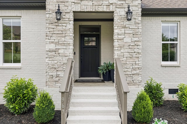 967 Nashs Nook, Columbia, TN 38401 - property entrance featuring crawl space, a shingled roof, and brick siding