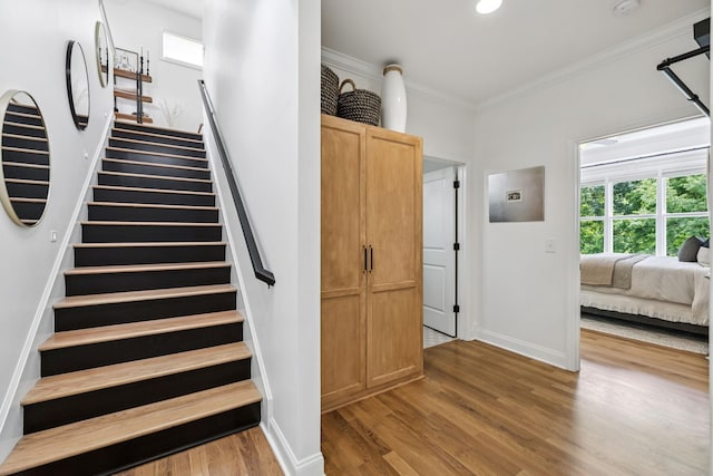 967 Nashs Nook, Columbia, TN 38401 - stairway with crown molding, wood finished floors, and recessed lighting