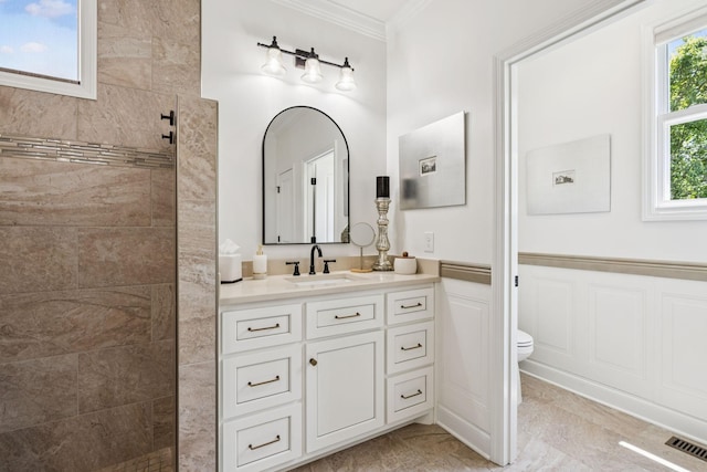 967 Nashs Nook, Columbia, TN 38401 - full bath featuring vanity, crown molding, walk in shower, and a wainscoted wall