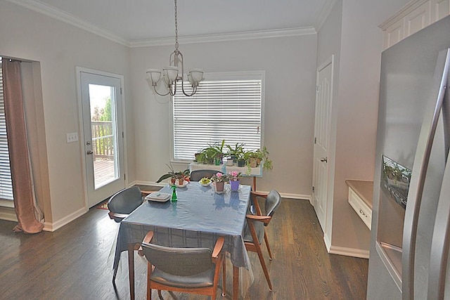 502 Johnstown Dr, Smyrna, TN 37167 - dining room with a chandelier, dark wood-style flooring, and ornamental molding