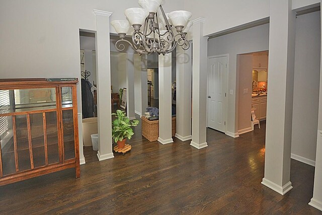 502 Johnstown Dr, Smyrna, TN 37167 - unfurnished dining area featuring a chandelier and dark wood finished floors