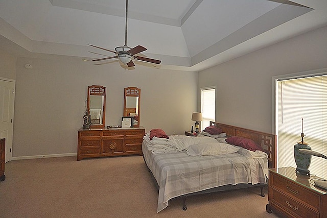 502 Johnstown Dr, Smyrna, TN 37167 - bedroom with a tray ceiling, carpet floors, a ceiling fan, and vaulted ceiling