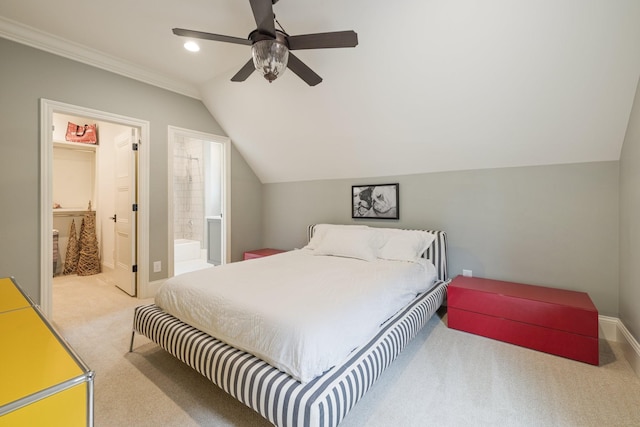 1014B Noelton Ave, Nashville, TN 37204 - bedroom with carpet flooring, lofted ceiling, recessed lighting, a ceiling fan, and connected bathroom