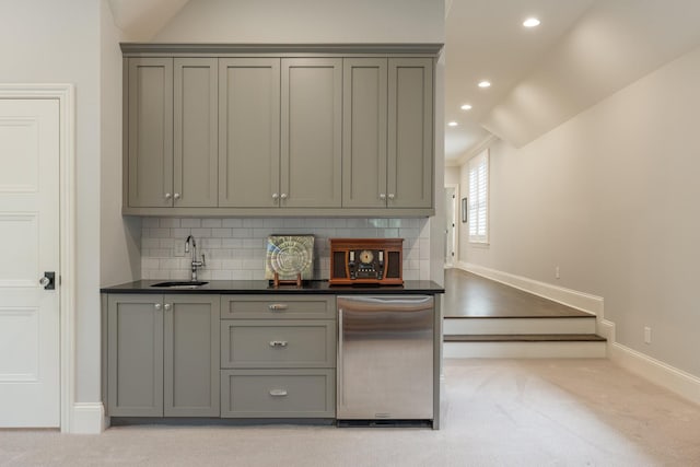1014B Noelton Ave, Nashville, TN 37204 - bar with recessed lighting, light colored carpet, fridge, and tasteful backsplash