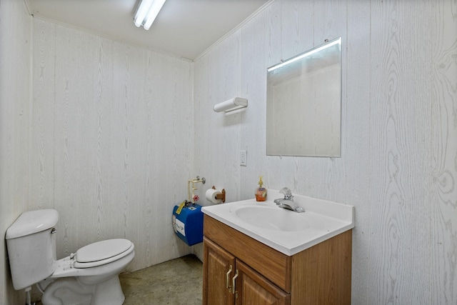 2220 Potts Camp Rd, Smithville, TN 37166 - bathroom featuring vanity and wooden walls