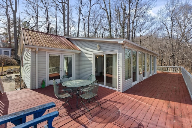 2220 Potts Camp Rd, Smithville, TN 37166 - wooden deck with outdoor dining area and french doors