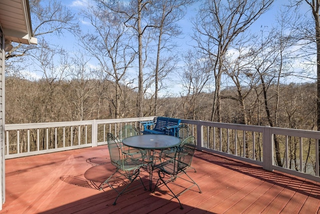 2220 Potts Camp Rd, Smithville, TN 37166 - wooden deck featuring outdoor dining area and a forest view