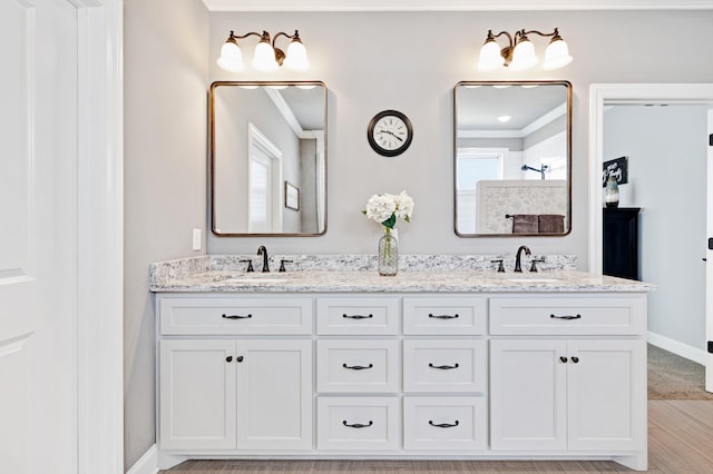 2003 Imagine Cir, Spring Hill, TN 37174 - bathroom with double vanity, ornamental molding, and a shower