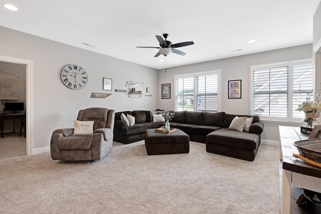 2003 Imagine Cir, Spring Hill, TN 37174 - living room with carpet floors, recessed lighting, and a ceiling fan