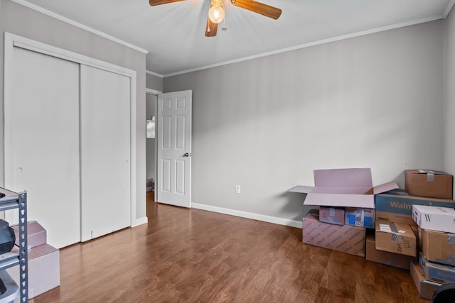 203 Lomax Ave, Waverly, TN 37185 - office featuring wood finished floors, a ceiling fan, and crown molding