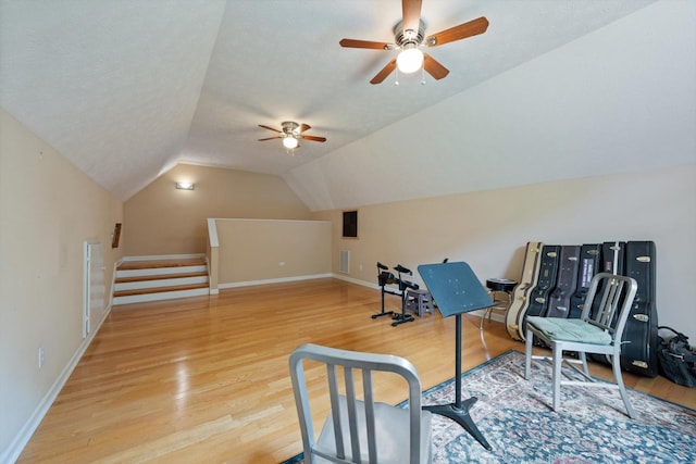 191 Spicer Rd, Burns, TN 37029 - sitting room featuring ceiling fan, lofted ceiling, and light wood finished floors