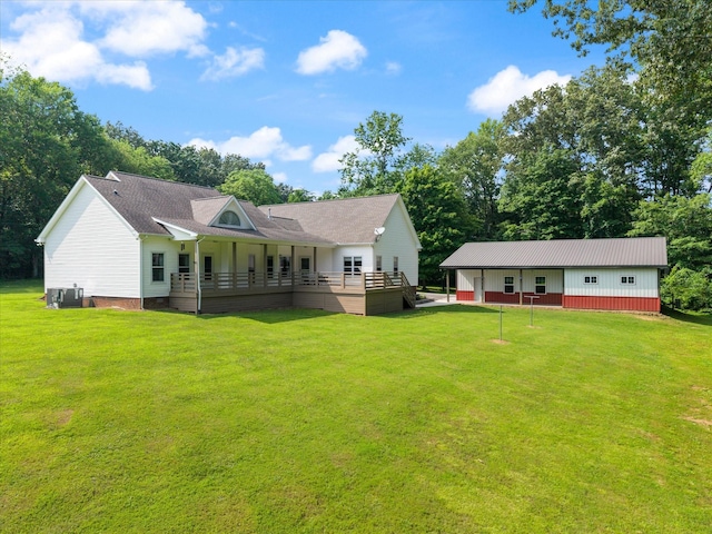 191 Spicer Rd, Burns, TN 37029 - back of property with a yard, a wooden deck, and crawl space