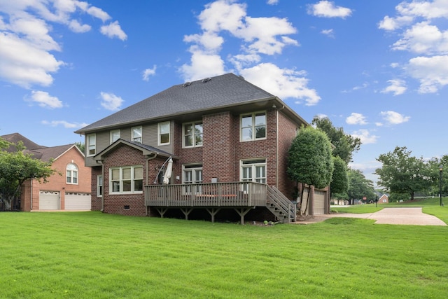 4016 Brandywine Pointe Blvd, Old Hickory, TN 37138 - back of property featuring brick siding, a deck, and a yard