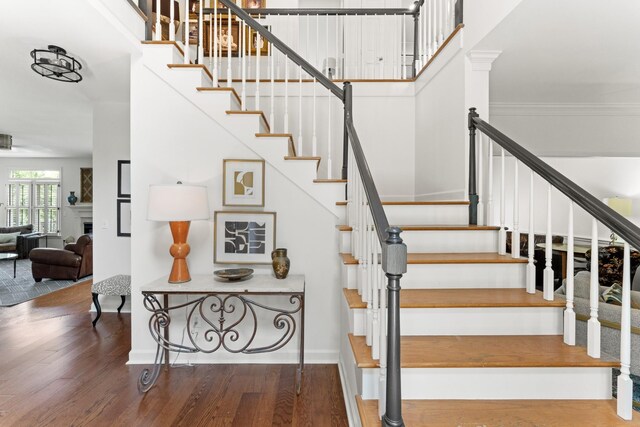 4016 Brandywine Pointe Blvd, Old Hickory, TN 37138 - staircase featuring wood finished floors and a fireplace